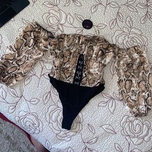 Hot Miami Styles Snake Print Bodysuit